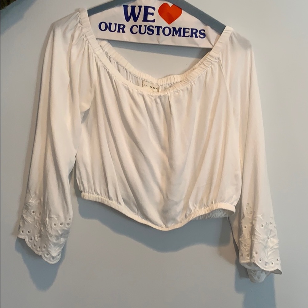 Off the shoulder white crop top